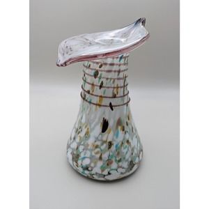 Mid-century Modern Czech Jack in the Pulpit Splatter Studio Art Glass Vase